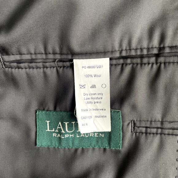 Lauren Ralph Lauren Black Wool 44R Blazer Suit Jacket Sport Coat Pewter Buttons - Picture 9 of 16